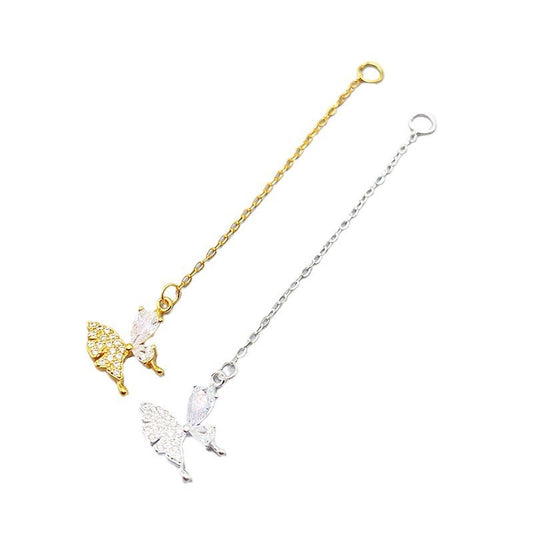 925 Sterling Silver Adjustable Extension Chain 6mm With Butterfly Tag For Jewelry DIY