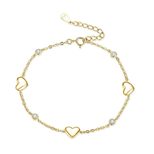 925 Sterling Silver Hearts Bracelet