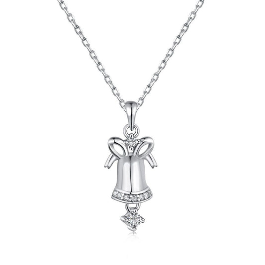 925 Sterling Silver Christmas Bell Fashion Necklace