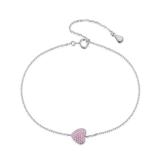 925 Sterling Silver Full-Cubic Zirconia Heart-Shaped Fashion Bracelet