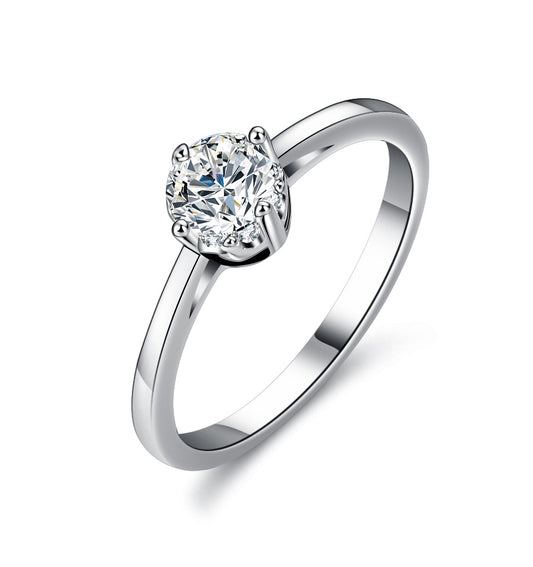 925 Sterling Silver Elegant  Zircon Fashion Engagement Ring