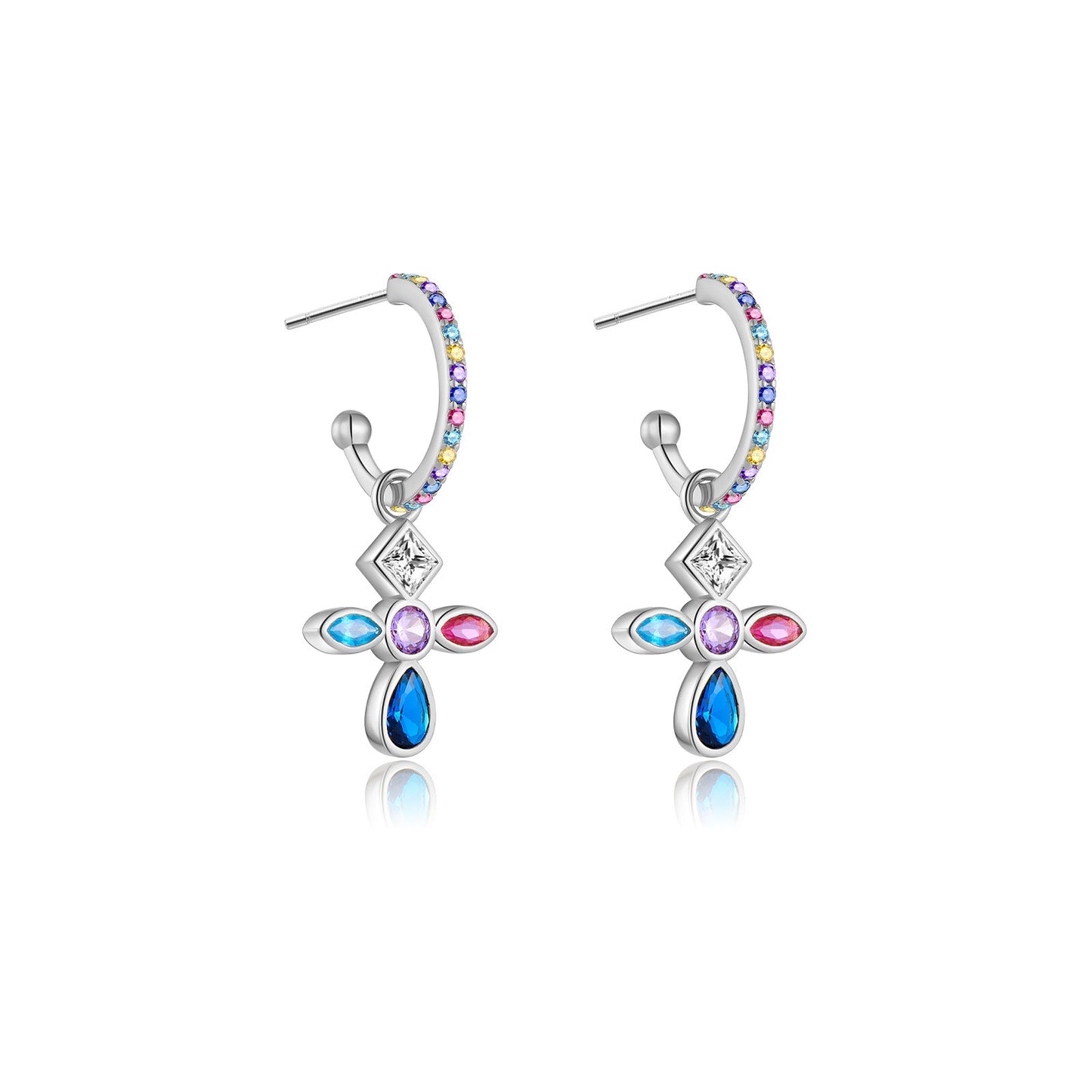 925 Sterling Silver Cross Earrings