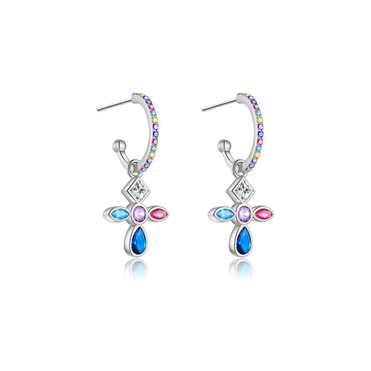 925 Sterling Silver Cross Earrings