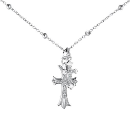 Collar con colgante de cruz de plata de ley 925