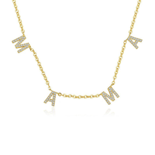 925 Sterling Silver M-A-M-A Initial Pendant Necklace