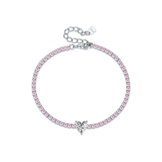 925 Sterling Silver Tennis Heart Fashion Bracelet