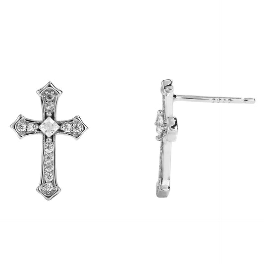 925 Sterling Silver Cross Earrings