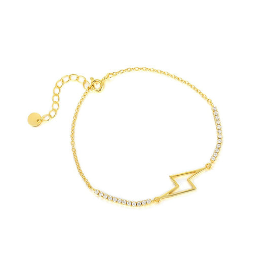 925 Sterling Silver Lightning Bolt Fashion Bracelet