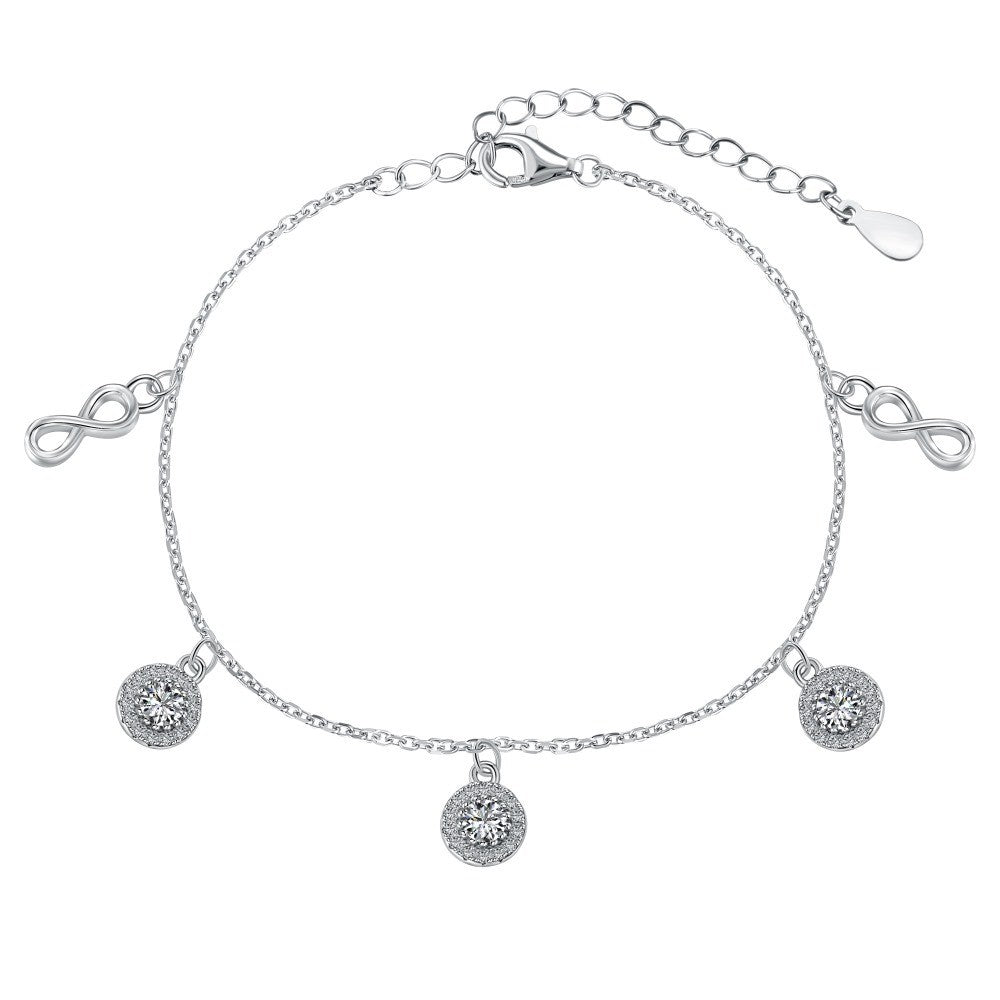 925 Sterling Silver Infinity Love Charm Fashion Bracelet