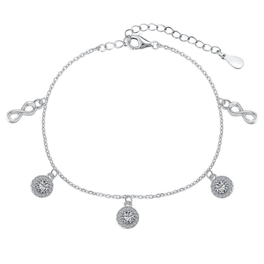 925 Sterling Silver Infinity Love Charm Fashion Bracelet