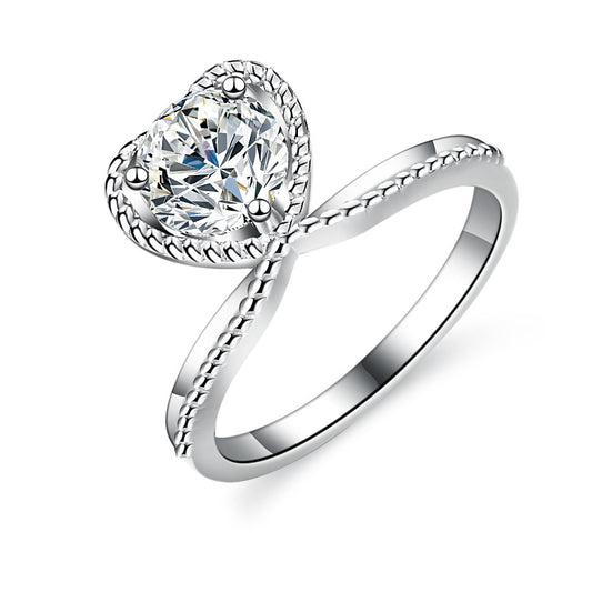 925 Sterling Silver Elegant  Zircon Fashion Engagement Ring
