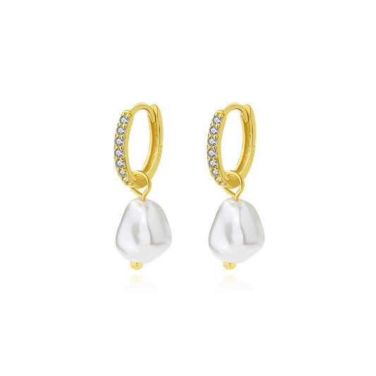 925 Sterling Silver Baroque Pearl Earrings Fashion Jewelry Gift for Women Girl
