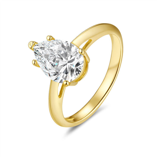 925 Sterling Silver Elegant Gold Plated Zircon Fashion Ring
