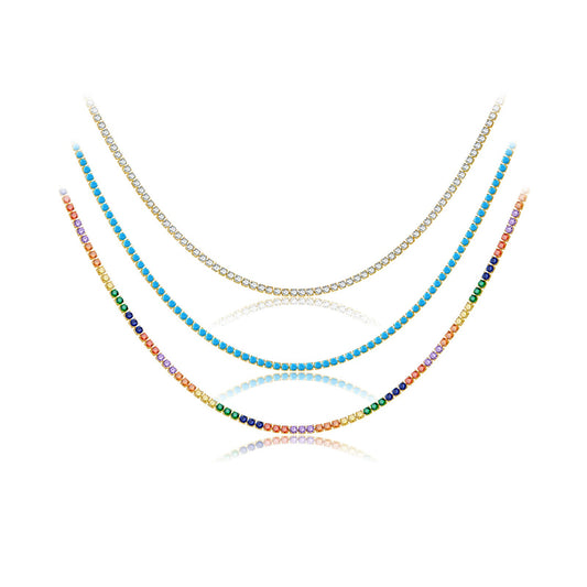 925 Sterling Silver Tennis Fashion Necklace