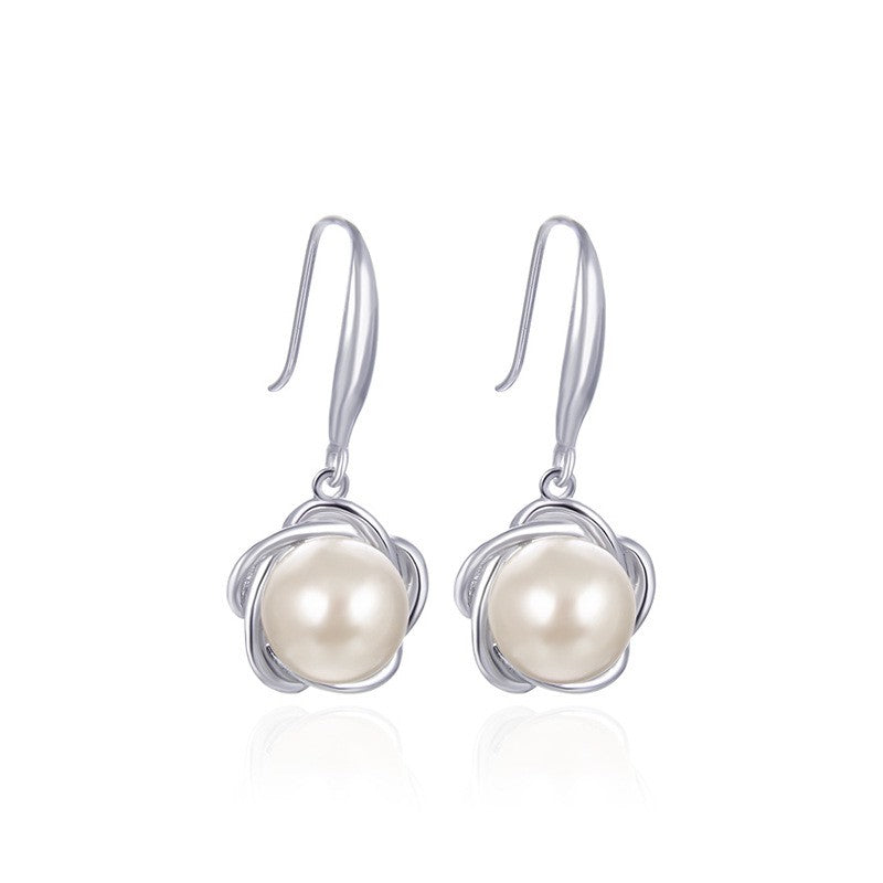 925 Sterling Silver Pearl Huggie Earrings