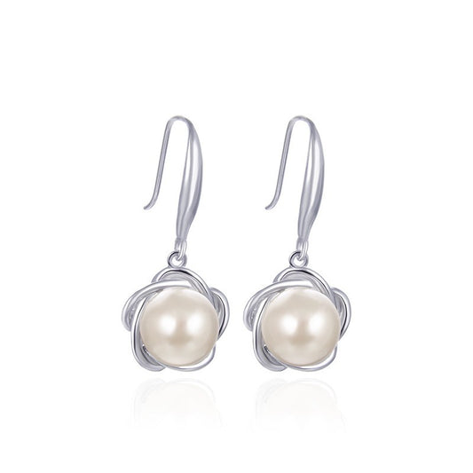 925 Sterling Silver Pearl Huggie Earrings