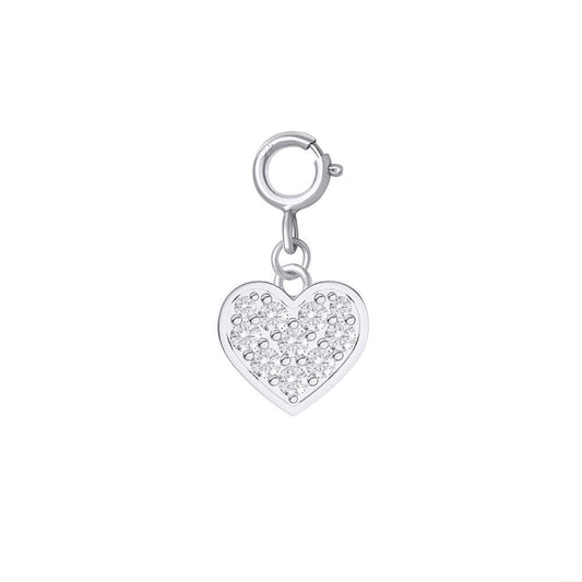 925 Sterling Silver Heart Charm With Spring Clasp For Necklace Jewelry DIY