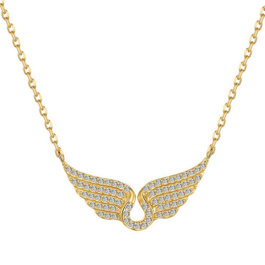 925 Sterling Silver Angel Wings Fashion Necklace