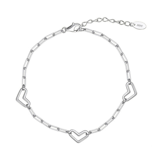 925 Sterling Silver Hearts Link Bracelet