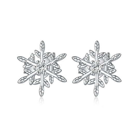 925 Sterling Silver Snowflake Fashion Earrings