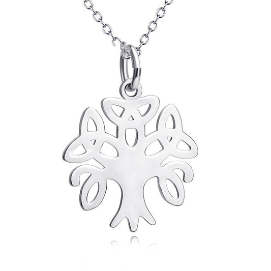 925 Sterling Silver Celtic Knot Tree of Life Fashion Necklace