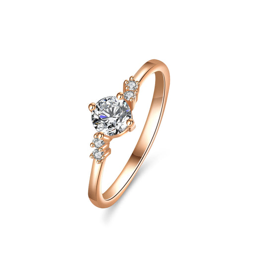 925 Sterling Silver Elegant Rosegold Plated Zircon Fashion Ring
