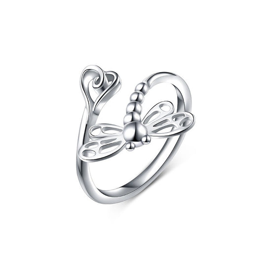 925 Sterling Silver Dragonfly Open Fashion Ring