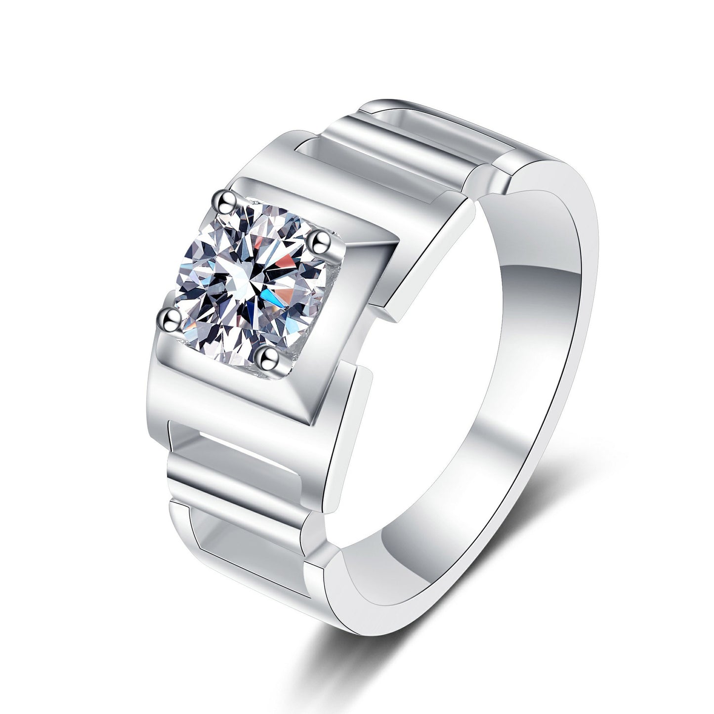 925 Sterling Silver Moissanite Men's Ring