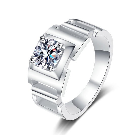 925 Sterling Silver Moissanite Men's Ring