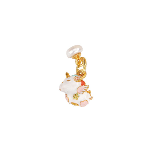 925 Sterling Silver Charm Unicorn With Pearl Pendant For Jewelry DIY