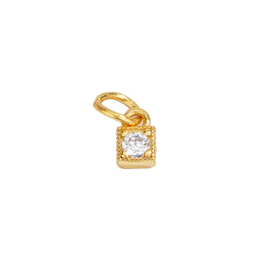 925 Sterling Silver Charm Square Pendant For Jewelry DIY