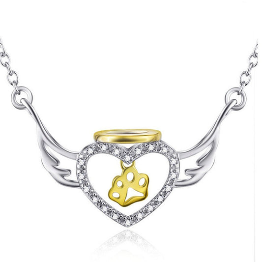 925 Sterling Silver Angel Wings Fashion Necklace