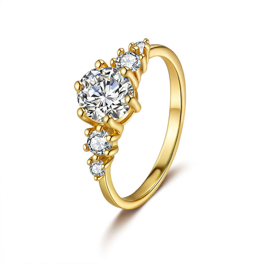 925 Sterling Silver Elegant Gold Plated Zircon Fashion Ring