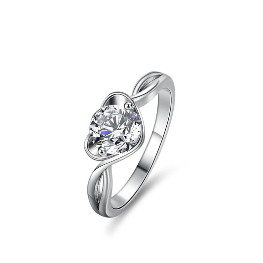 925 Sterling Silver Elegant  Zircon Fashion Engagement Ring