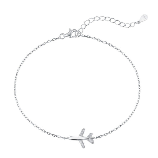 925 Sterling Silver Airplane Fashion Bracelet