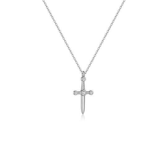 925 Sterling Silver Zircon Cross Pendant Necklace