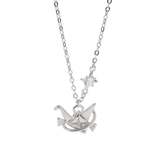 925 Sterling Silver Paper Cranes Fashion Necklace