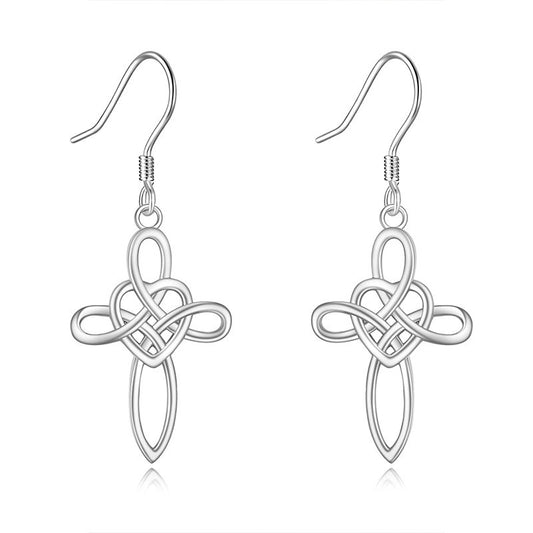 Pendientes Huggie con cruz de plata de ley 925