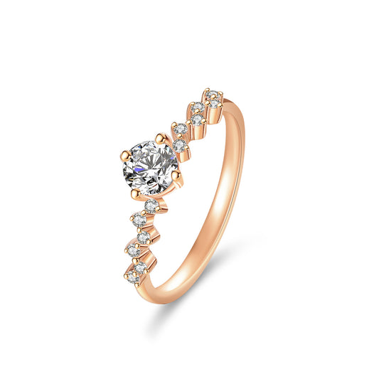 925 Sterling Silver Elegant Rosegold Plated Zircon Fashion Ring