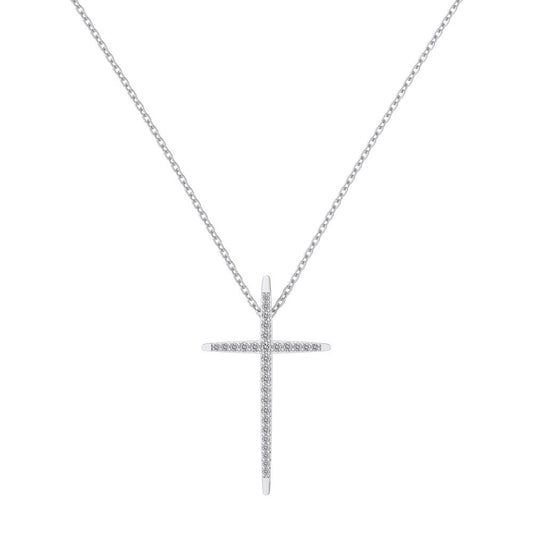 Collar con colgante de cruz de plata de ley 925
