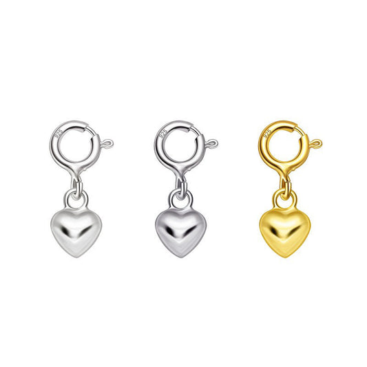 925 Sterling Silver Heart Charm 5mm 8mm With Spring Clasp For Jewelry DIY