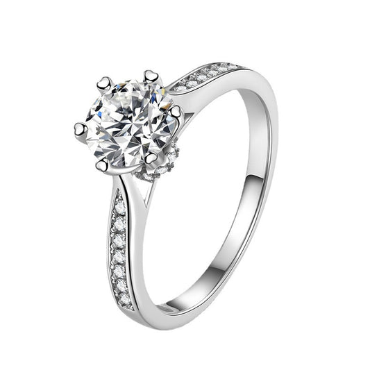 925 Sterling Silver Elegant  Zircon Fashion Engagement Ring