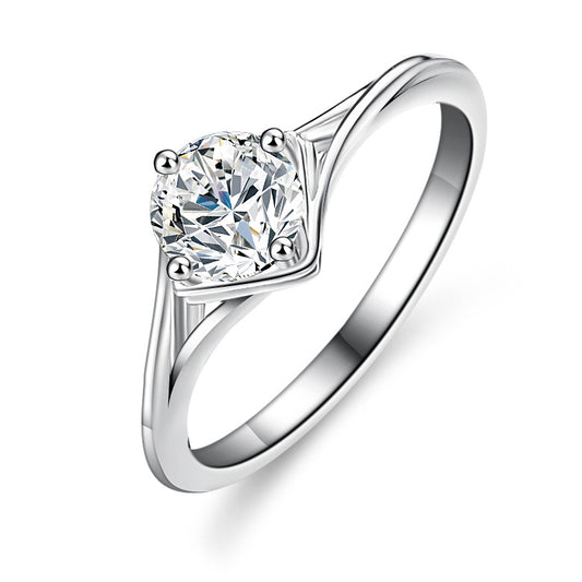 925 Sterling Silver Elegant  Zircon Fashion Engagement Ring