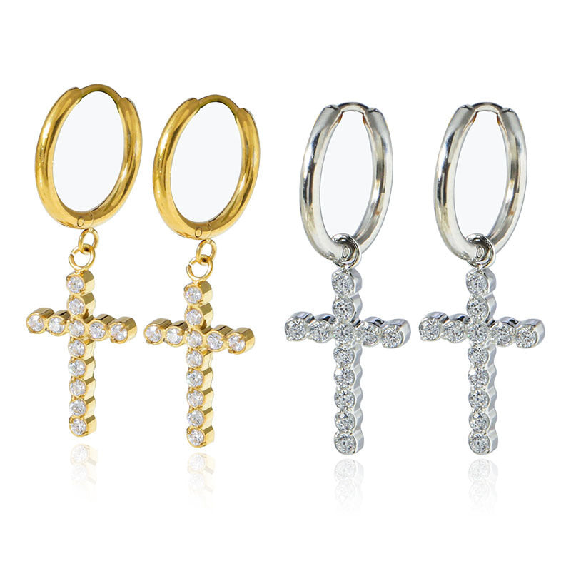 Stainless Steel Jewelry Fashion Cross Earrings
