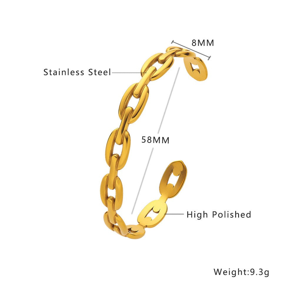 Stainless Steel Minimalist Marina Chain Fashion Bangle