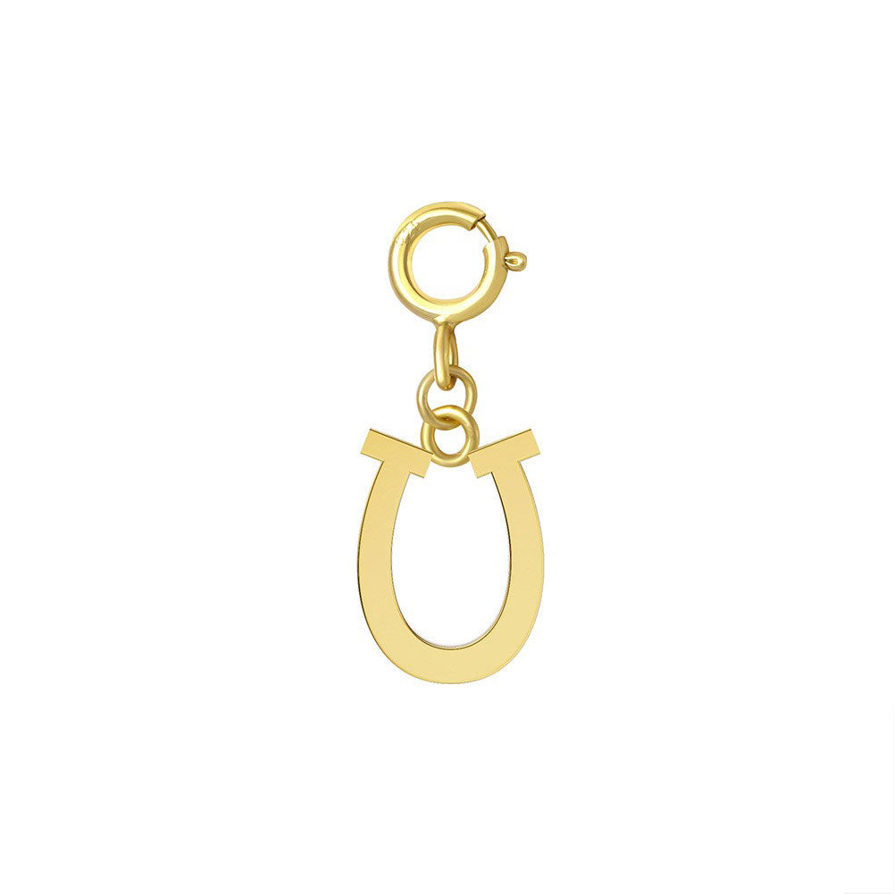 925 Sterling Silver Horseshoe Charm With Spring Clasp For Necklace Jewelry DIY