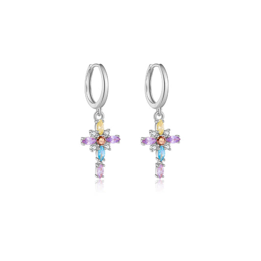 925 Sterling Silver Cross Earrings