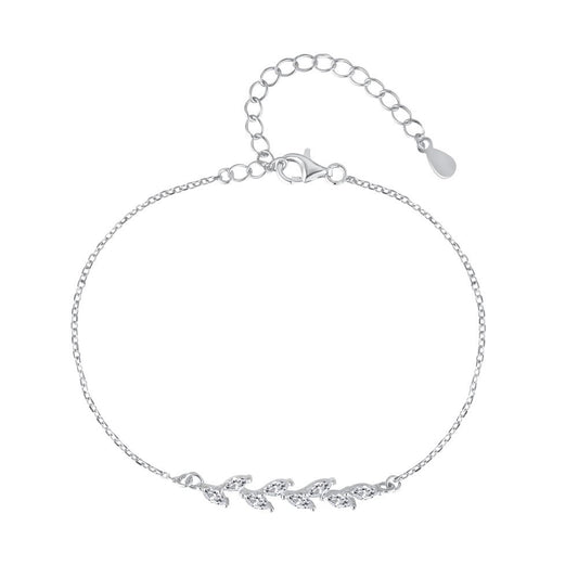 925 Sterling Silver Leaf-Inspired Fashion Bracelet
