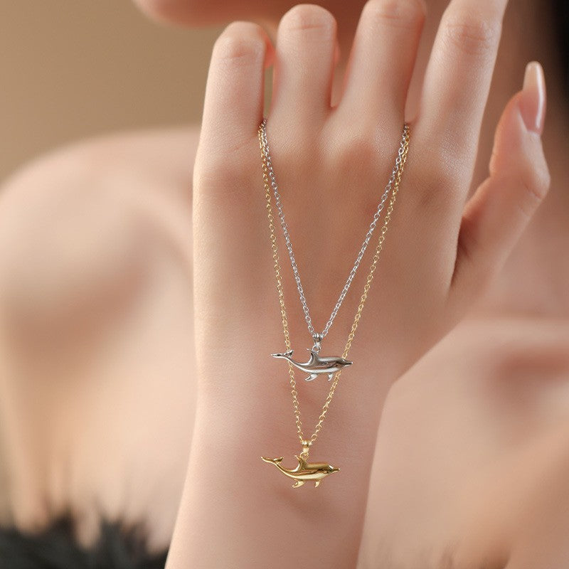 925 Sterling Silver Dolphin Pendant Necklace