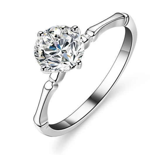 925 Sterling Silver Elegant  Zircon Fashion Engagement Ring